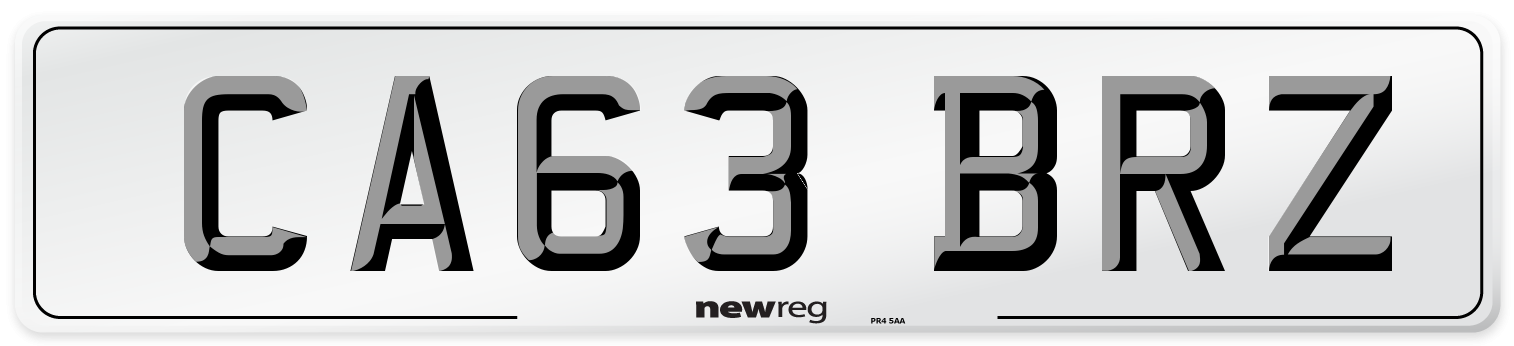 CA63 BRZ Number Plate from New Reg